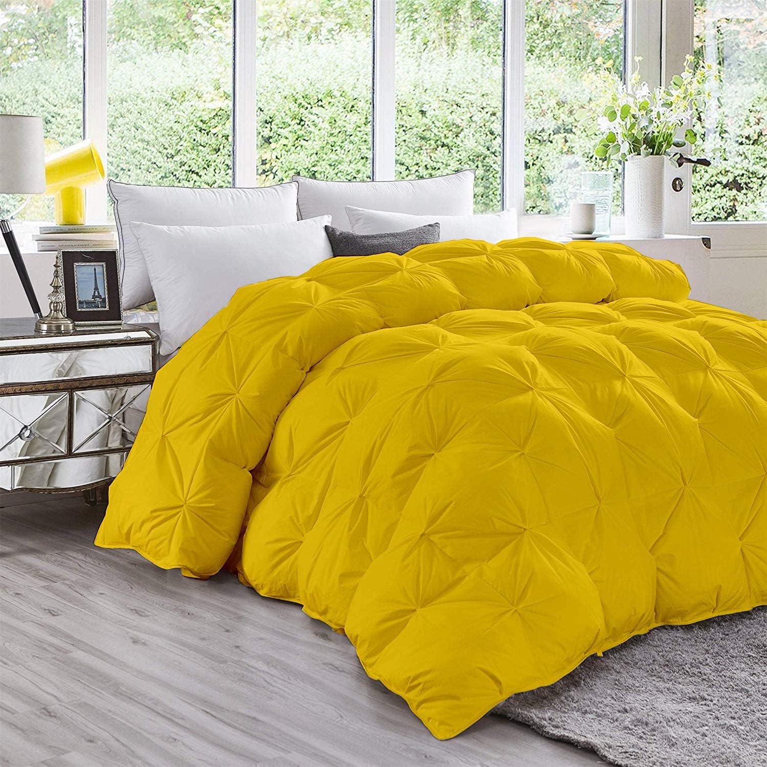 Super Soft 1000-TC All Season Down Alternative Comforter & 2pc Pillow Shams Super King (98' x 108') Inches Decorative Pintuck Comforter 100% Egyptian Cotton 600-GSM Fill & 8-Corner Tabs
