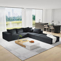 RuiSiSi Modern Upholstered Sectional Sofa Couch Set, 132' Modular L-Shaped Sectional Sofa Set with 6 Pillows, Free Combination Couch for Living Room, Bedroom, No Needed Assembly, Black