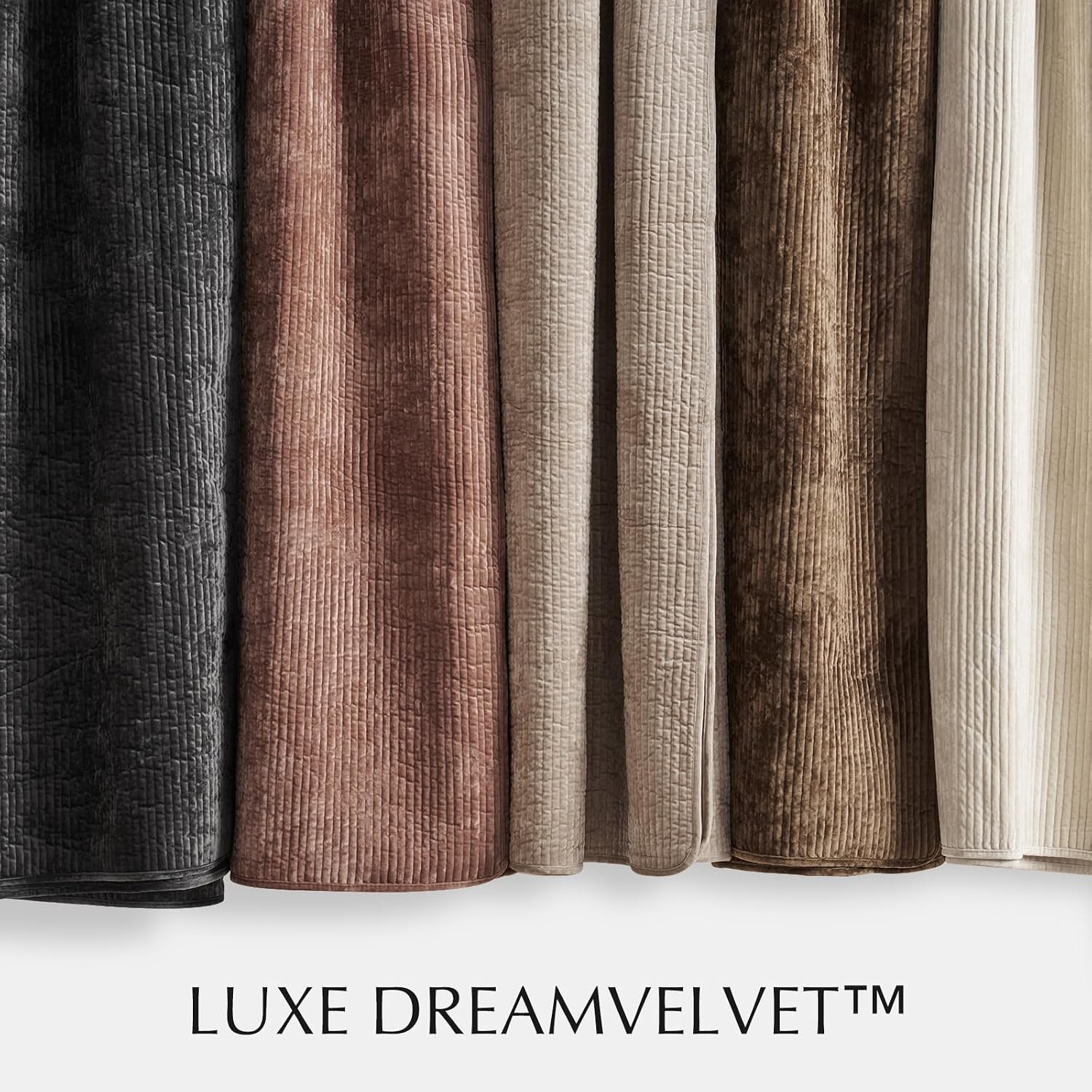 EverGrace Velvet Quilt Set California King 118'' x 106'', Luxurious Soft Bedding Sets, Lightweight Velvet Comforter for All Season, Striped Oversized Bedspread Coverlet w/ 2 Shams, Terracotta Clay