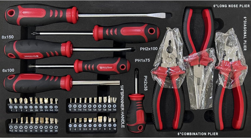 Tool Set and Mechanic Tool Set Box with Handle and 3-Drawer Heavy Duty Metal Box - 339 Piece Tool Kits for Adults Mechanics Workshop Maintenance and Repair Projects - Orange