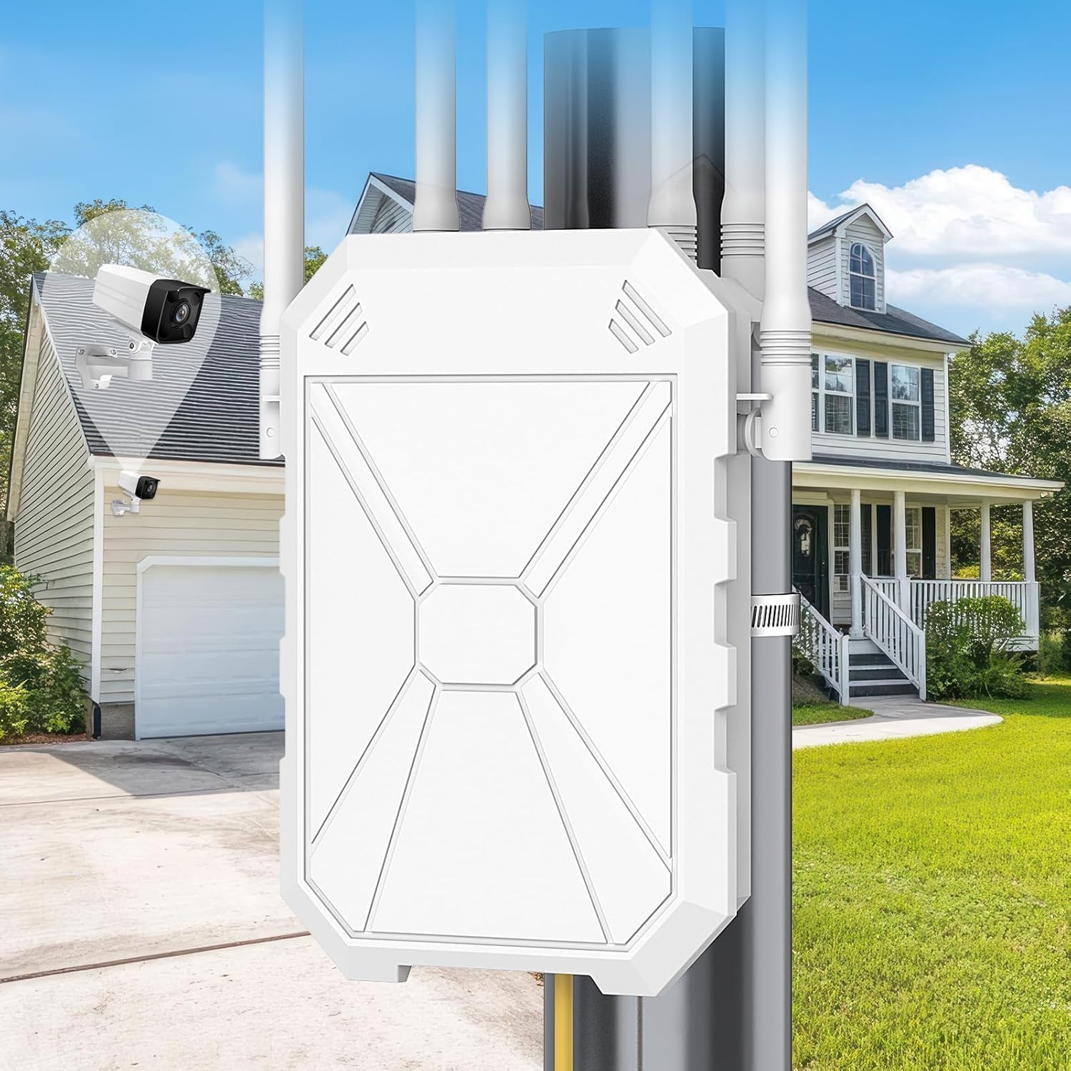 Outdoor WiFi Extender AC1200, Long Range WiFi Booster Signal Booster Outdoor WiFi Access Point, IP67 Weatherproof, Repeater/AP/Router Mode, with PoE, WPA3 Security, for Patio, Starlink, Yard, Farm