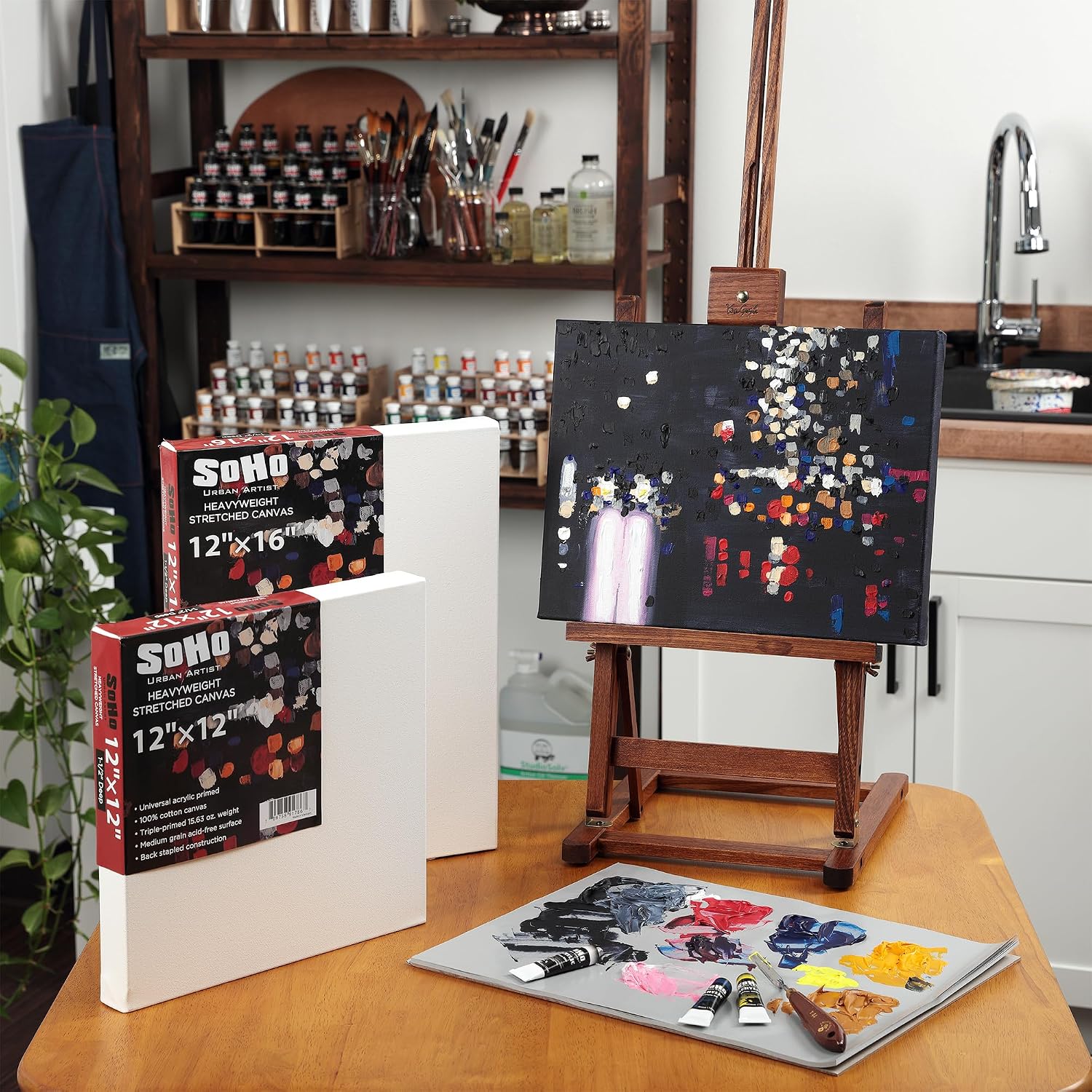 SoHo Urban Artist, 20x40 Heavyweight Stretched Cotton Canvas for Painting - 1.5' Deep- 3 Pack, Triple Primed, 100% Cotton Canvas, Archival, Universal Primed for Oil, Acrylic, Alkyd, Mixed Media