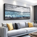Wapluam Framed Wall Art for Bedroom Decor, Beach Canvas Wall Art Large Ocean Sunset Seascape Print, Modern Coastal Landscape Artwork for Living Room Bathroom Home Decor Ready to Hang 32x72 In
