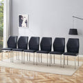 Dining Room Chairs Set of 6,Comfortable,Fashionable Soft Padded Kitchen Chairs High Backrests Metal Legs. Suitable for Living Room and Bedroom (Black+Silver Leg Set of 6)