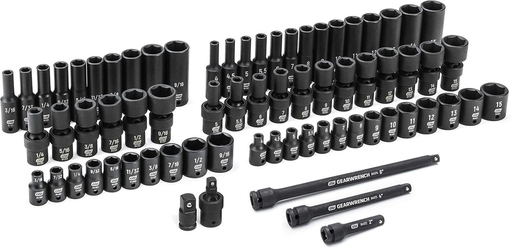 GEARWRENCH 71 Piece 1/4' Drive 6 Point Standard & Deep Universal Impact SAE/Metric Socket Set | 84903