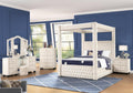 Luxurious Four Poster Full 5 Pc Vanity Bedroom Set Made with Wood in Cream