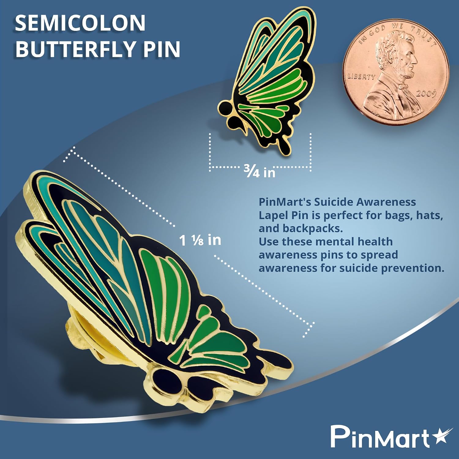 PinMart's Suicide Prevention And Mental Health Awareness Enamel Lapel Pin - Enamel Pin Set and Lapel Pins Bulk for Backpacks, Bags, Hats, or Lanyards Pins