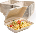 ECOLipak 500 Pack Clamshell Take Out Food Containers, 100% Compostable Disposable To Go Containers, 9X6 inch Heavy-Duty To Go Boxes for Food