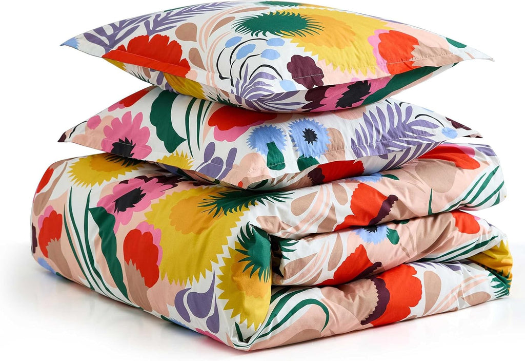 Marimekko - Full/Queen Duvet Cover Set, Cotton Percale Reversible Bedding with Matching Shams, Floral Home Decor (Ojakellukka Multicolor, Full/Queen)