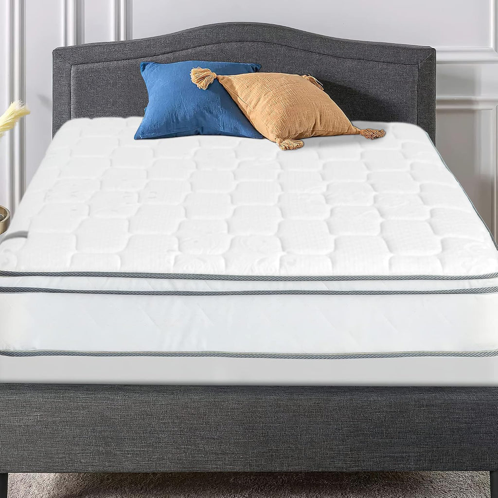 Nutan, 9-Inch Meduim Plush Eurotop Innerspring Mattress with 4' Wood Box Spring Set, Full