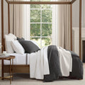 HiEnd Accents Porto Matelassé 3 Piece Duvet Cover Set with Pillow Shams, Queen Size, Cotton Charcoal Gray Textured Modern Boho Chic Casual Luxury Bedding, 1 Comforter Cover, 2 Pillowcases