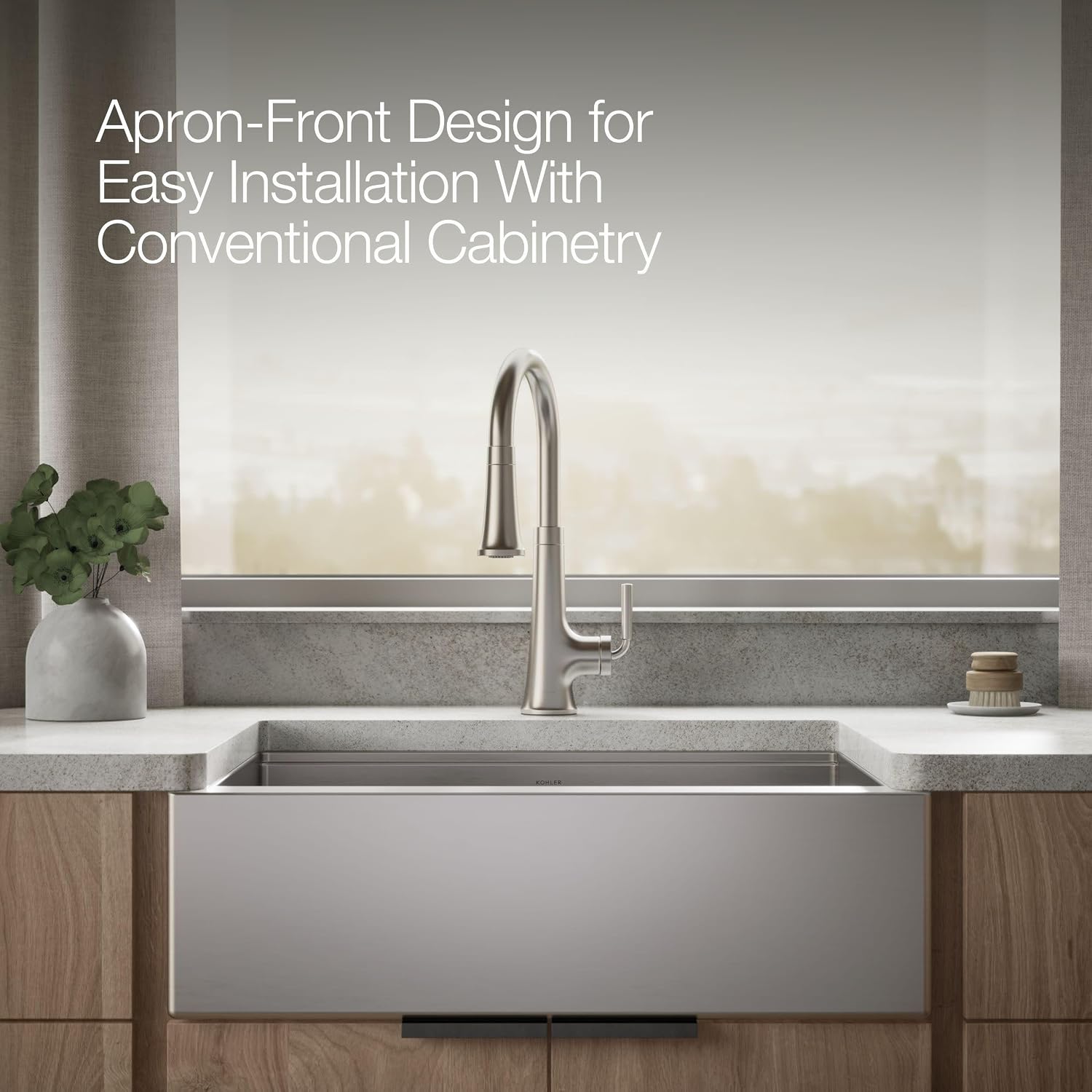 Kohler 33655-PC-NA Strive® 29-1/2' undermount single-bowl farmhouse workstation kitchen sink, Stainless Steel