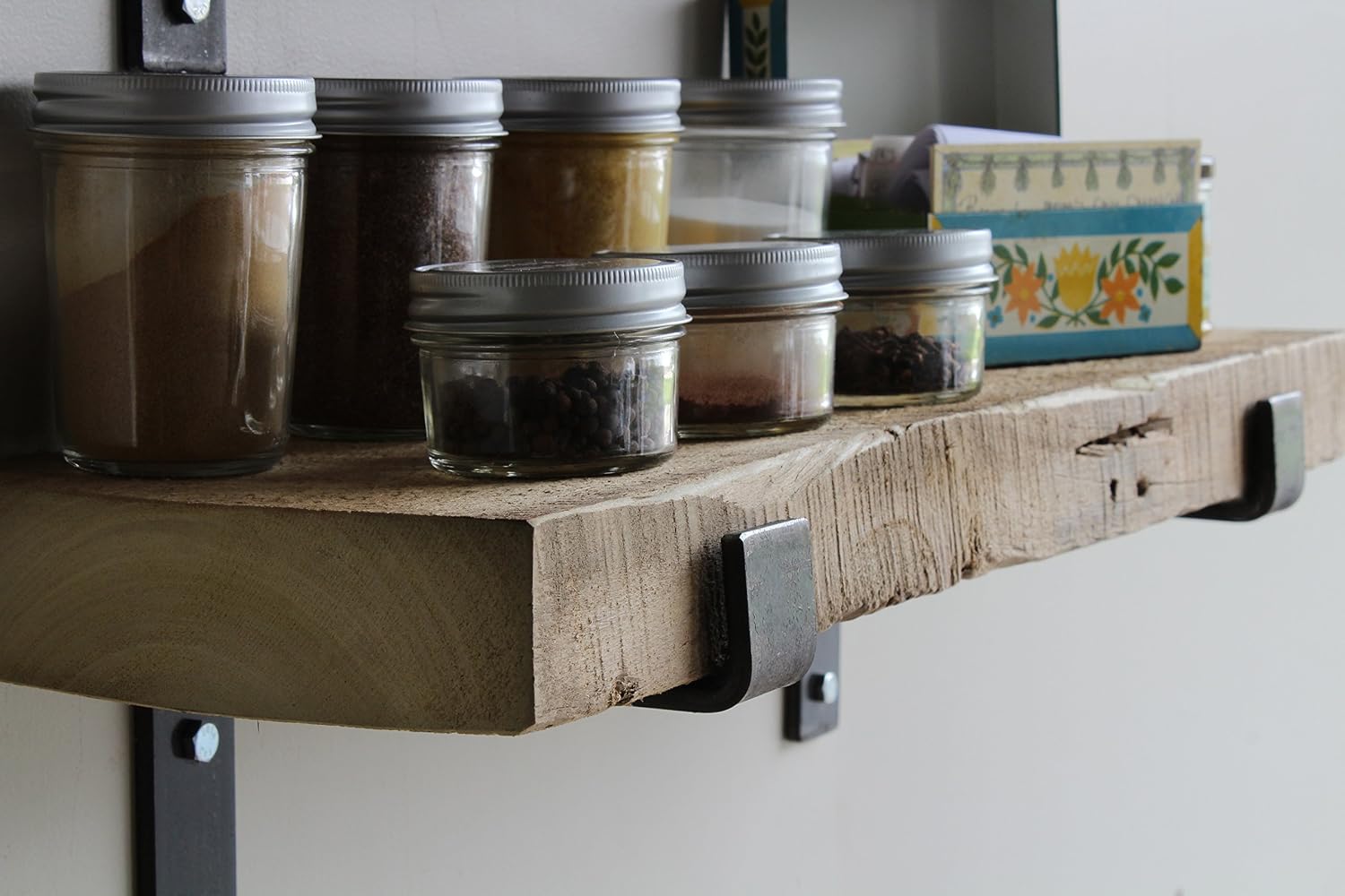 Urban Legacy Accent Shelves | Reclaimed Barn Plank | Set of 2 with Full Brackets (Natural 18'x 7'x 2')