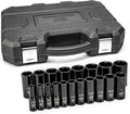 GEARWRENCH 19 Piece 1/2 Inch Drive 6 Point Impact Socket Set, Deep, SAE - 84934N