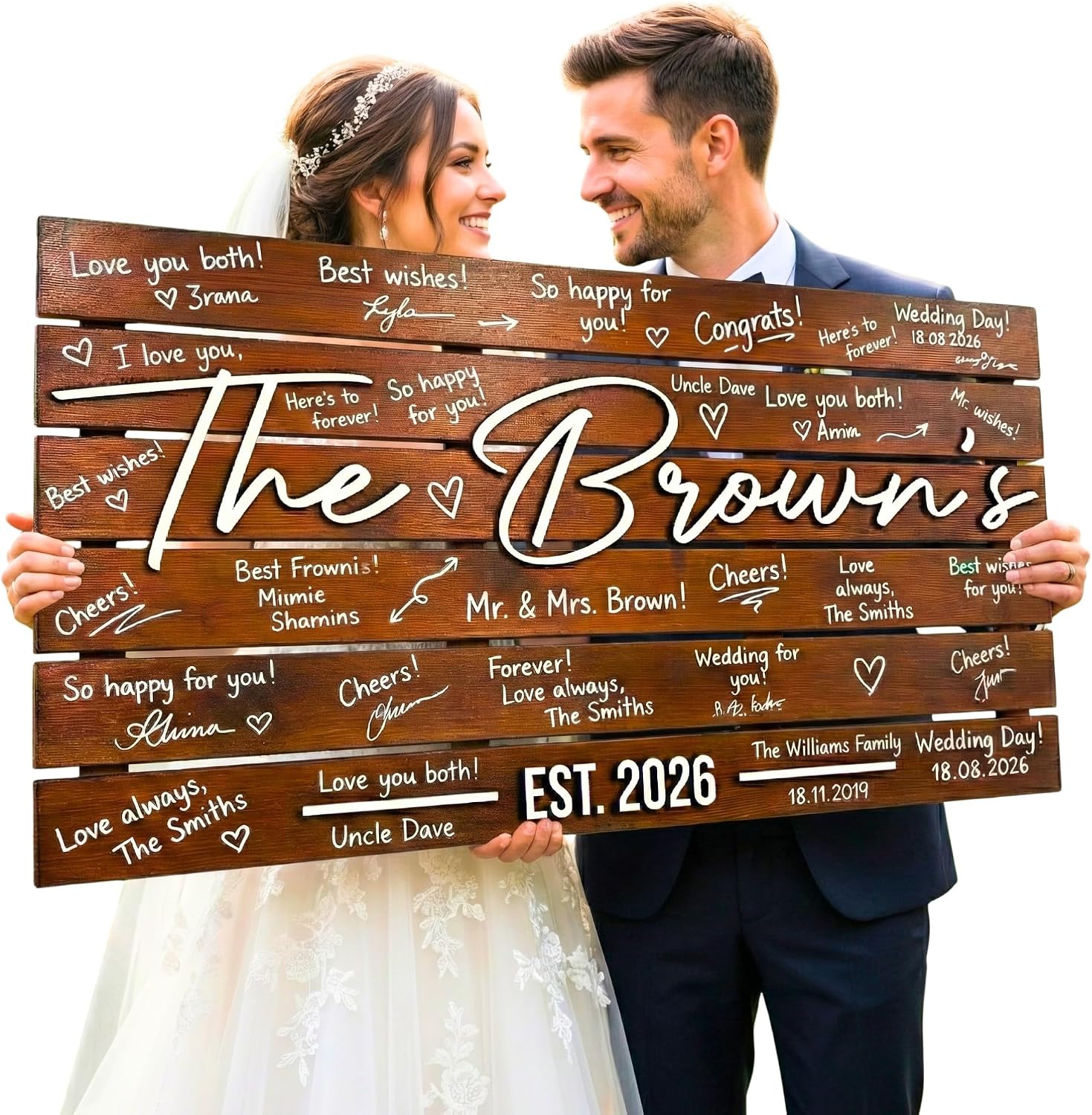 Personalized Big Size Wedding Guest Book Alternative Wooden Sign, Personalized Large Family Name Reception Decor, Rustic 3D Raised Lettering, Custom Solid Wood Signature Board (37.5x21')