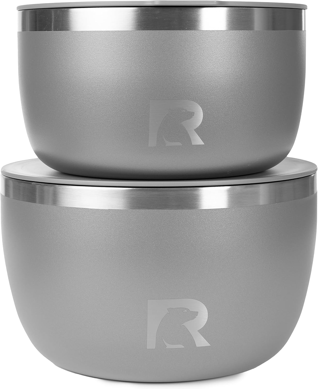 RTIC Anywhere Stainless Steel Bowl Set Of Two, Camping Bowls With Lids, Vacuum Insulated, Stackable Durable Outdoor Dinnerware, Non Slip, Dishwasher Safe, Dinner Outside, Campfires Travel, Graphite