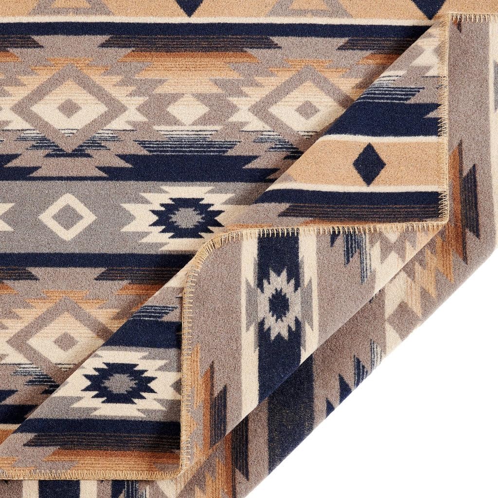 Paseo Road Taos Wool Blend Western Blanket Set, 3 Piece King Brown Geometric Print Aztec Blanket, Southwestern Tribal Indian Modern Rustic Soft Blanket Set with Pillow Shams