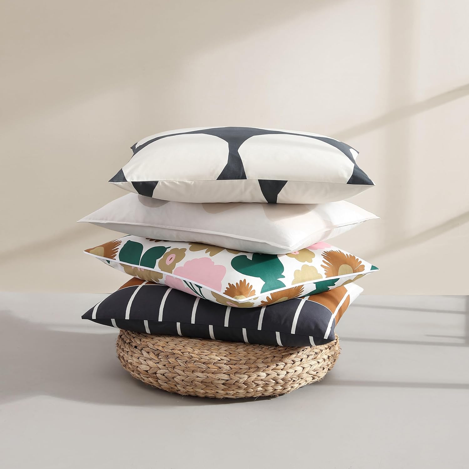 Marimekko - King Duvet Cover Set, Organic Cotton Bedding with Matching Shams, Luxury Home Decor, GOTS Certified (Lokki Beige, King)