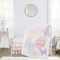 Sweet Jojo Designs Shabby Chic Butterfly Girl Baby Crib Bedding Set Infant Nursery Room Blanket Fitted Sheet Skirt Diaper Stacker 4p Blush Pink Lavender Purple White Pastel Lilac Watercolor Pattern