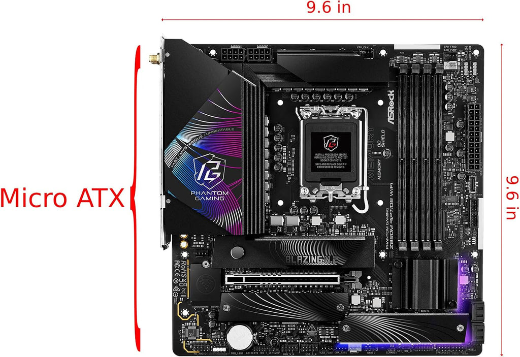 ASRock Z890M Riptide WiFi 6E Phantom Gaming Intel Core Ultra Z890 LGA1851 RL-ILM DDR5 9066 MHz 256 GB M.2 Micro ATX Motherboard