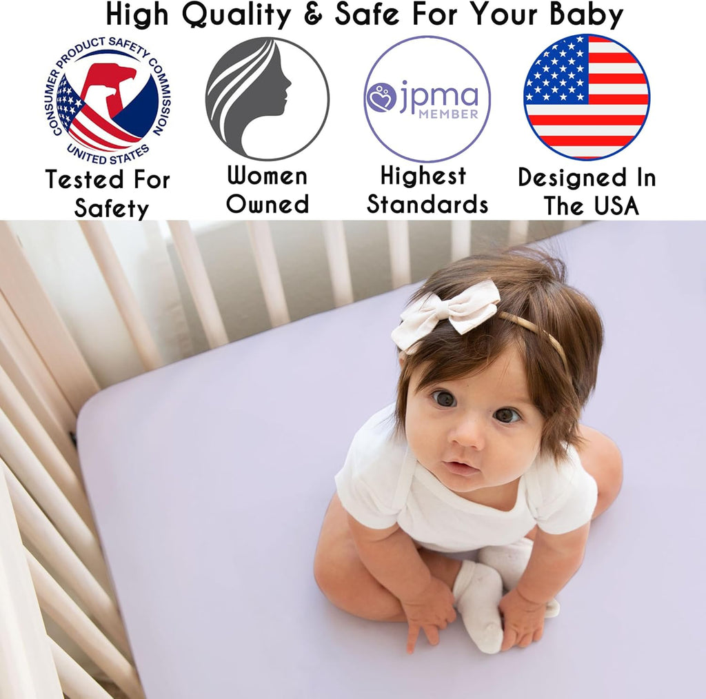 Sweet Jojo Designs 4-Piece Baby Crib Bedding Set (Purple Lavendar Boho Floral) for Girls, Infants/Nursery incl. Blanket, Fitted Sheet, Skirt, Diaper Stacker (Vintage, Elegant, Shabby Chic, Wildflower)