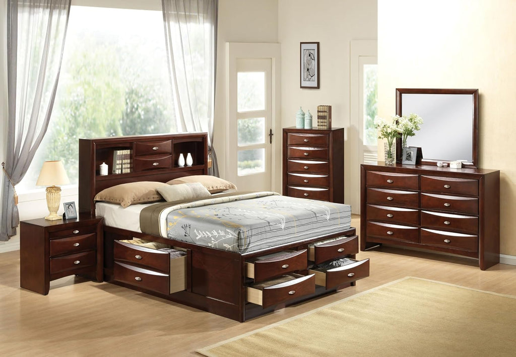 Acme Ireland Full Wood Platform Bed with Storage Drawers in Espresso