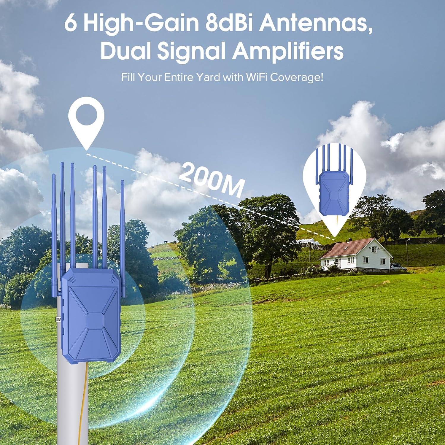 AX1800 Outdoor WiFi 6 Extender, Long Range Outdoor WiFi Extender Signal Booster, Outdoor WiFi Access Point, IP67 Weatherproof, PoE Power Supply, for Starlink, Patio, Camping, Yard, RV