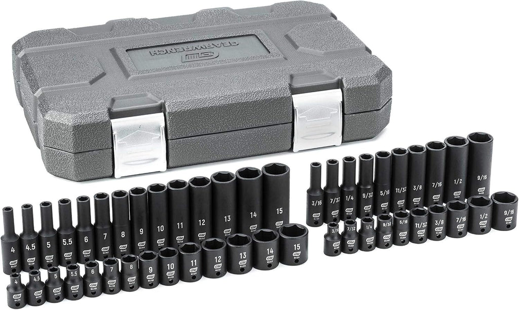 GEARWRENCH 48 Pc. 1/4' Drive 6 Pt. Impact Socket Set, Standard & Deep, SAE/Metric - 84902