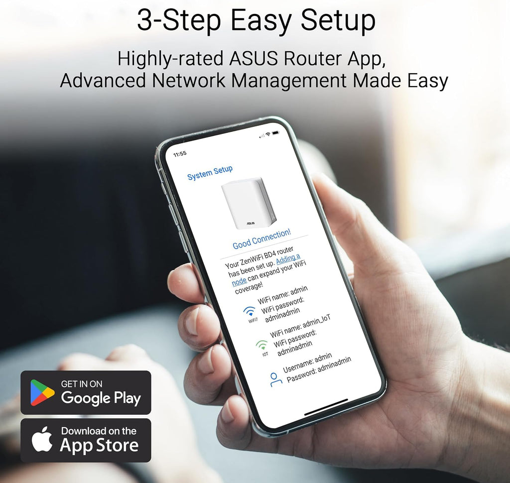 ASUS ZenWiFi BD5 Dual-Band WiFi 7 Mesh, 5000 Mbps, 6800 sq.ft (3pk), Dual 2.5G Ports, Security and Parental Controls Included, Smart Home Master SSIDs (Renewed)