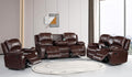Betsy Furniture 3PC Faux Leather Manual Reclining Couch Set, Living Room Furniture Set, Sofa, Loveseat, Glider, 8018 Multiple Colors (Brown, Sofa+Loveseat+Chair)