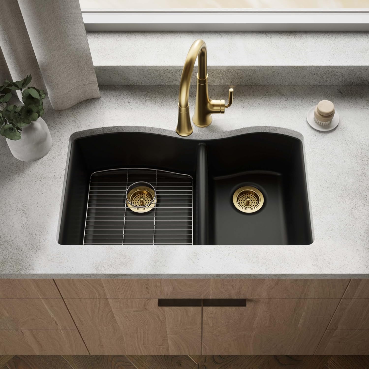 Kohler 28002-1-CM1 Kennon® 33' top-/undermount double-bowl kitchen sink, Matte Black