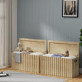 UEV Storage Bench Set of 2, 39.4' Wood Storage Trunk with 2 Safety Hinges, Sturdy Storage Chest, Fluted Storage Bench for Bedroom, Shoe Bench for Entryway, Living Room (Ivroy White)