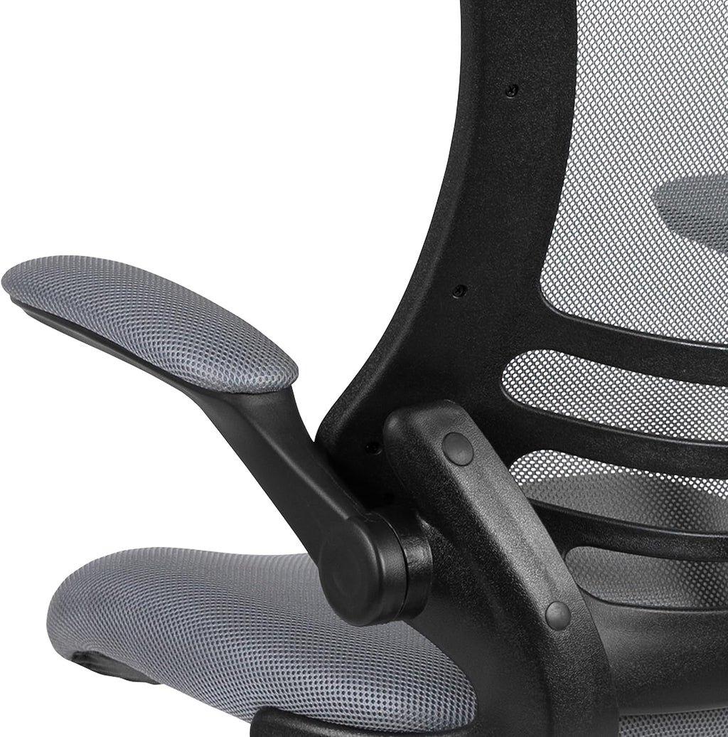 Flash Furniture Kelista Mid-Back Swivel Office Chair with Adjustable Seat Height, Ergonomic Mesh Desk Chair with Flip-Up Armrests, Dark Gray