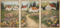 SIGNWIN Framed Canvas Print Wall Art Set Cottage Garden Path Vintage Floral Village Landscape Illustrations Modern Art Contemporary Minimal Ultra for Living Room, Bedroom, Office - 24'x36'x3 Natural