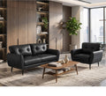 TYBOATLE Sofa Couch 61' Small Loveseat Couches for Living Room Leather Couch Mid Century Modern Tufted Mini Sofa Comfy Office 2 Seat Settee Love Seat for Small Spaces Bedroom (2, Black)