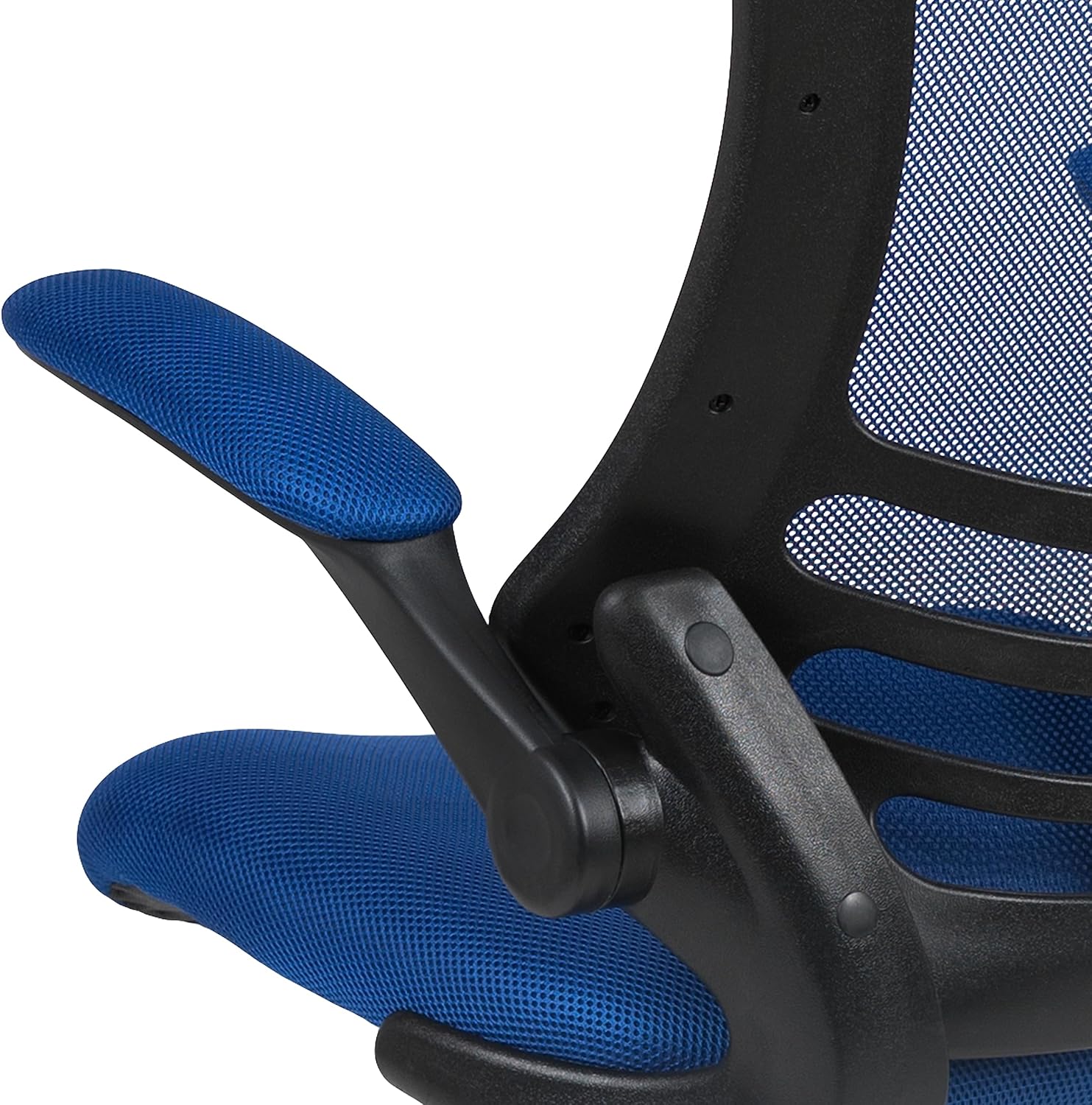 Flash Furniture Kelista Mid-Back Swivel Office Chair with Adjustable Seat Height, Ergonomic Mesh Desk Chair with Flip-Up Armrests, Blue