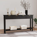 kinbor Long Console Table - 2-Tier Narrow Sofa Table with Open Shelf & 4 Drawers, Modern Narrow Console Table Entryway Table with Storage for Entryway Living Room Bedroom Kitchen, Black