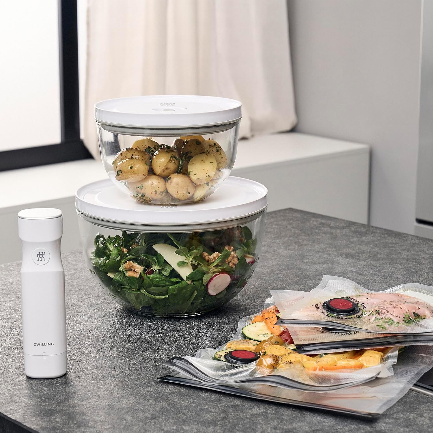 ZWILLING Fresh & Save BOWLS 9-pc Glass Vacuum Bowl Starter Set