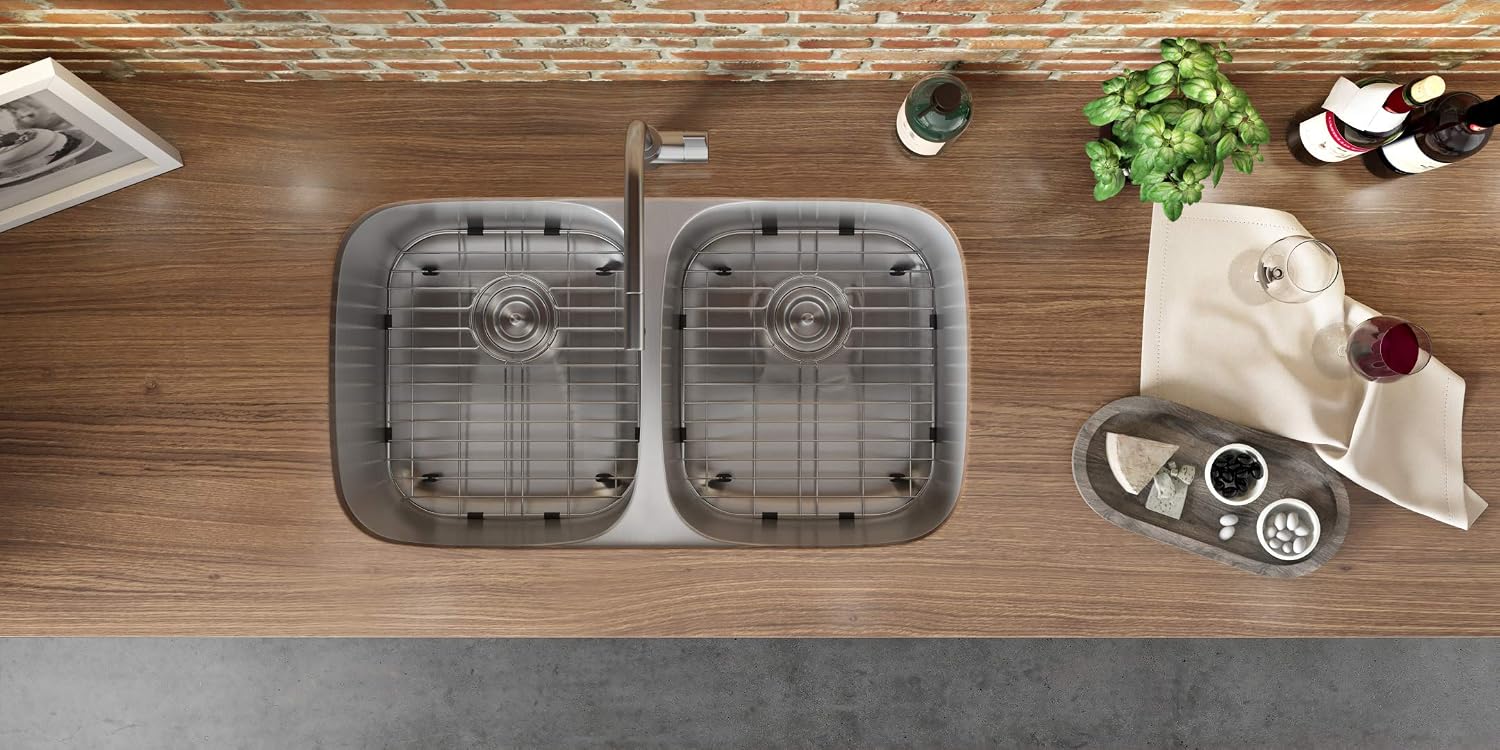 Ruvati 29-inch Undermount Kitchen Sink – 50/50 Double Bowl Kitchen Sink, 16 Gauge T-304 Stainless Steel Sinks, Deep Basin Sinks, Brushed Finish – RVM4301