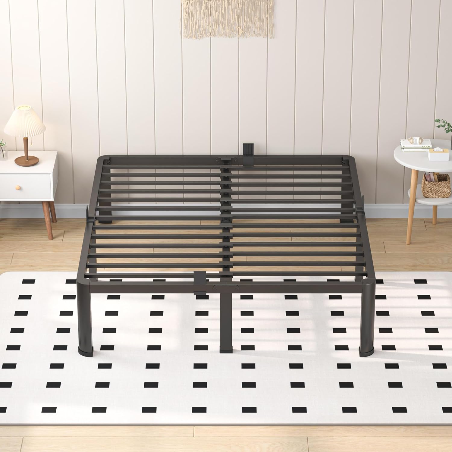 VIPSHOW 18 Inch Full Heavy Duty 3500 lbs Bed Frame with Round-Corner Legs & Anti-Squeak Design – Quick Assembly Metal Platform, No Box Spring Needed