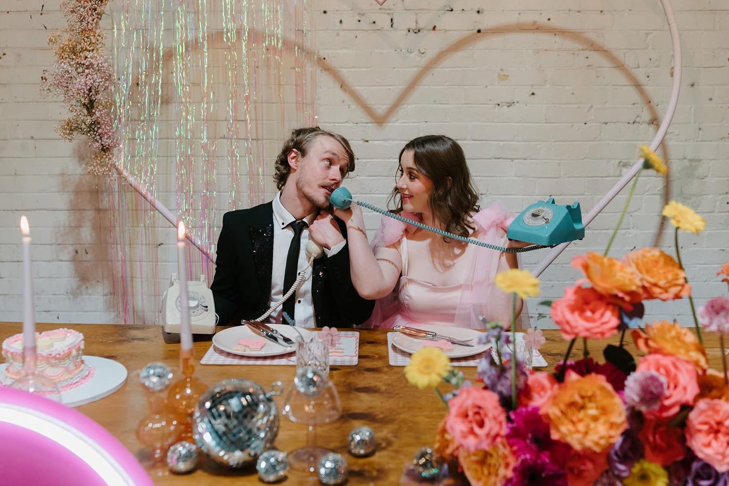 Audio GuestBook Telephone with Classic Retro Craftsmanship for Confessional Wedding Birthday Party Special Events (Red)