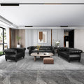 QHITTY 3 Piece Living Room Set, Sectional Chesterfield Sofa Chair Contemporary Upholstered Artificial Leather Loveseat Couch Sets for Living Room, Bedroom, Office (Black)
