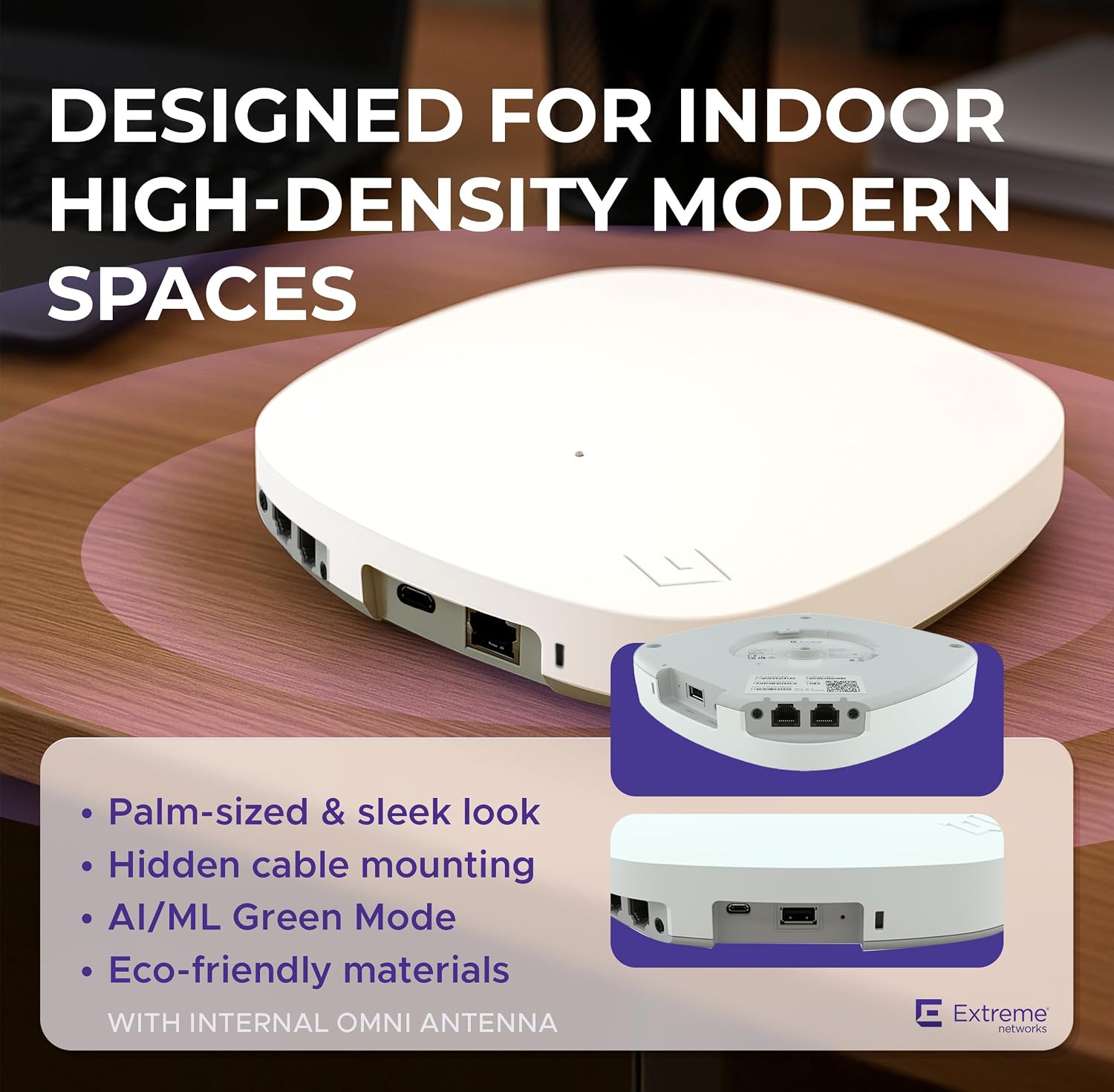 Extreme Networks | AP305C-FCC | AP305C-FCC Indoor Wi-Fi 6 Wireless Access Point | Dual Radio, 802.11ax, Cloud Managed, High Performance, Secure, Easy Deployment, Office, Hospitality