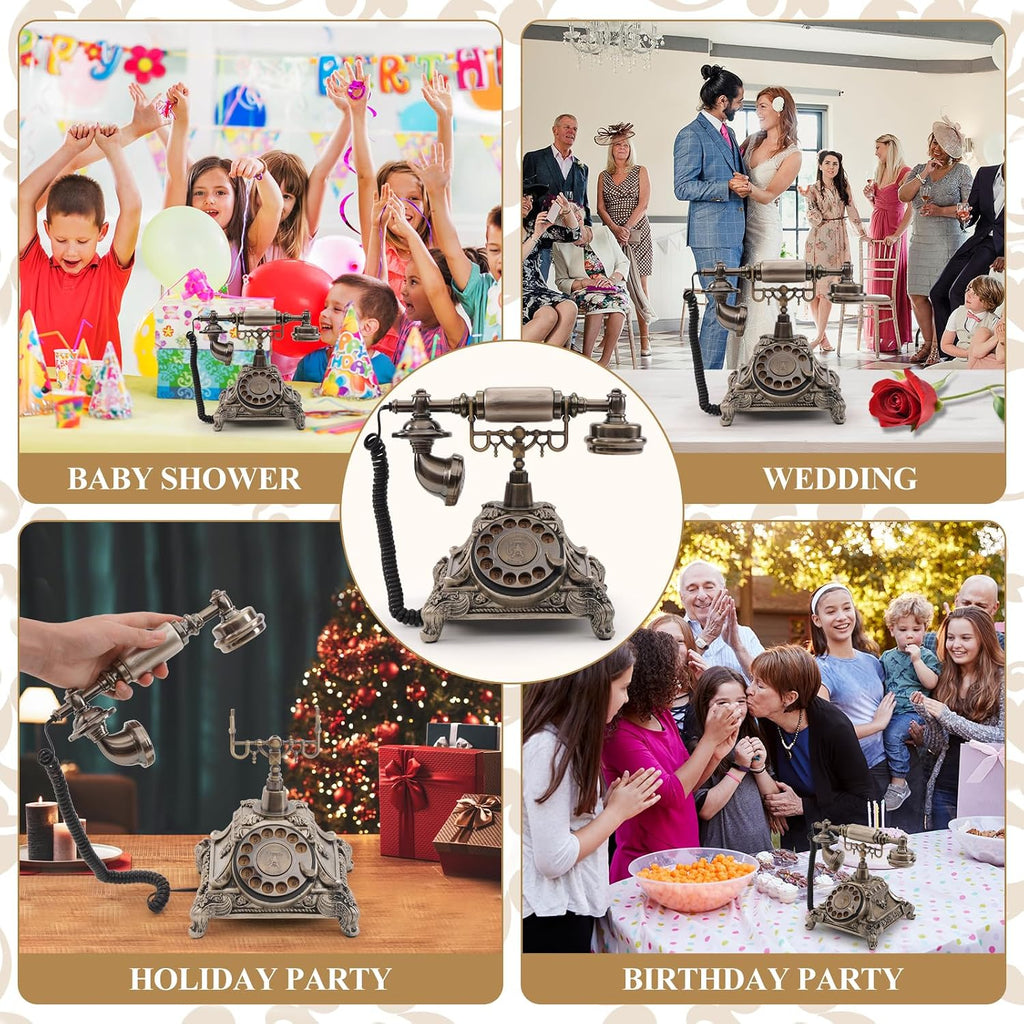 Audio Guest Book Phone, 32G Capacity Vintage Audio GuestBook Wedding Phone, Retro Audio Telephone Recording Customized Voice Message for Your Wedding Party, Copper