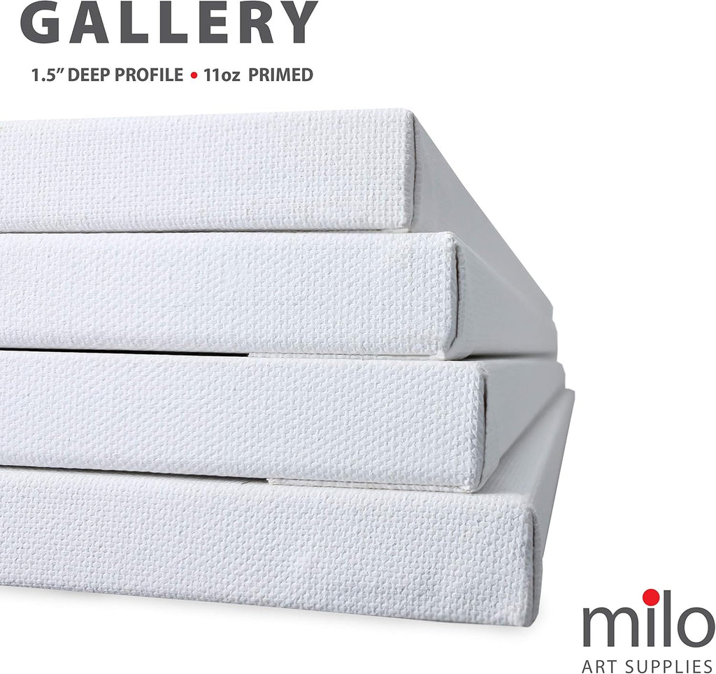 milo Stretched Artist Canvas | 24x36 inches | 4 Pack | 1.5' inch Thick Gallery Profile | 11 oz Primed Large Canvases for Painting, Ready to Paint Art Supplies for Acrylic, Oil