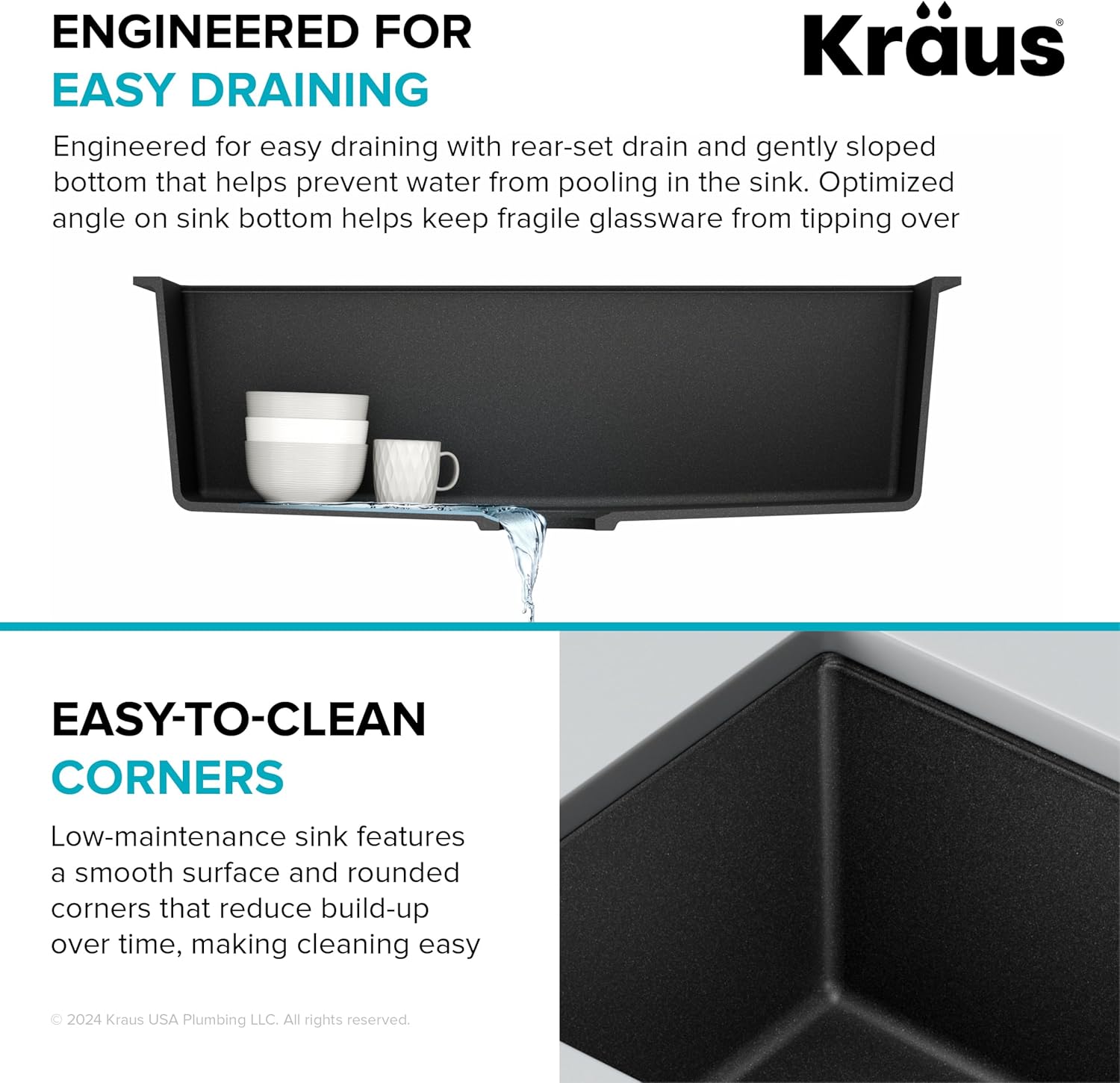 KRAUS Quarza 31-inch Undermount Single Bowl Granite Kitchen Sink in Black Onyx, KGU-413B