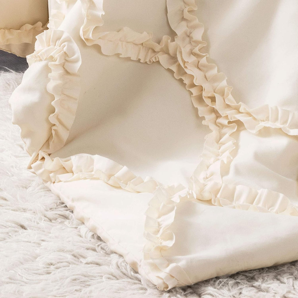 Lush Decor Avon Comforter Set, 3 Piece Set, King, Ivory - Romantic Farmhouse Bedding Set - Elegant Ruffle Bedding - Soft Textured Comforter - Country Cottage & Farmhouse Bedroom Decor