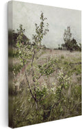 Poster Master Field of Meadows Canvas - Retro Countryside Landscape Painting Print - Nature Art - Gift for Men & Women - Decor for Farmhouse, Living Room, or Bedroom - 24x32 STRETCHED Canvas