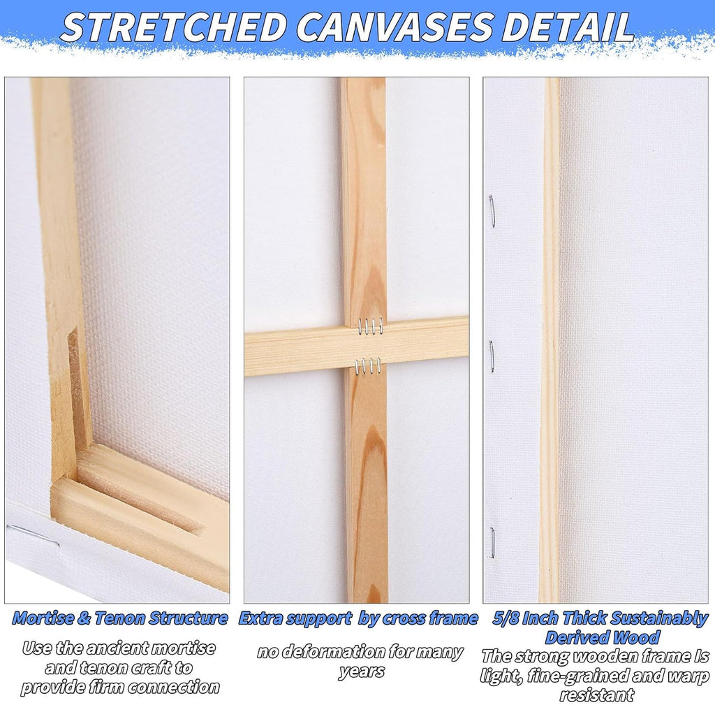 Oleitodh 3 PACK Stretched Canvases for Painting 48x36 100% Cotton Large Canvas Boards for Painting Bulk, White Painting Canvas for Oil, Acrylic Paint & Other Painting Media