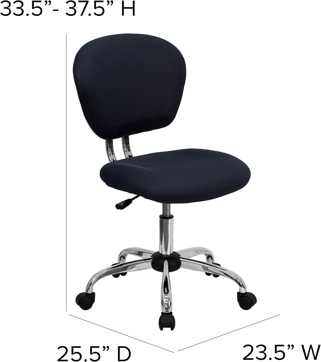 Flash Furniture Beverly Mid-Back Gray Mesh Padded Swivel Task Office Chair with Chrome Base
